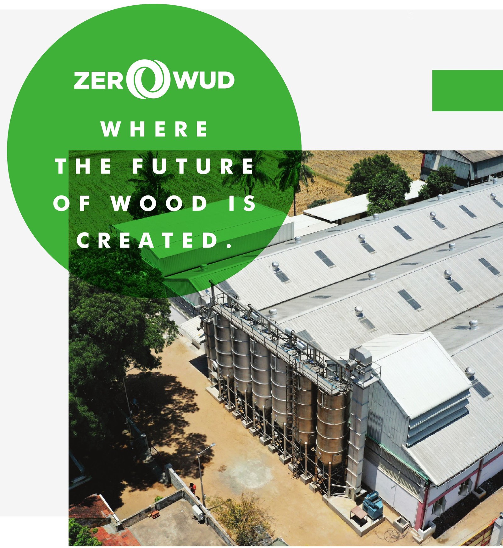 Where the future of wood is created — Zerowud facility, aerial view